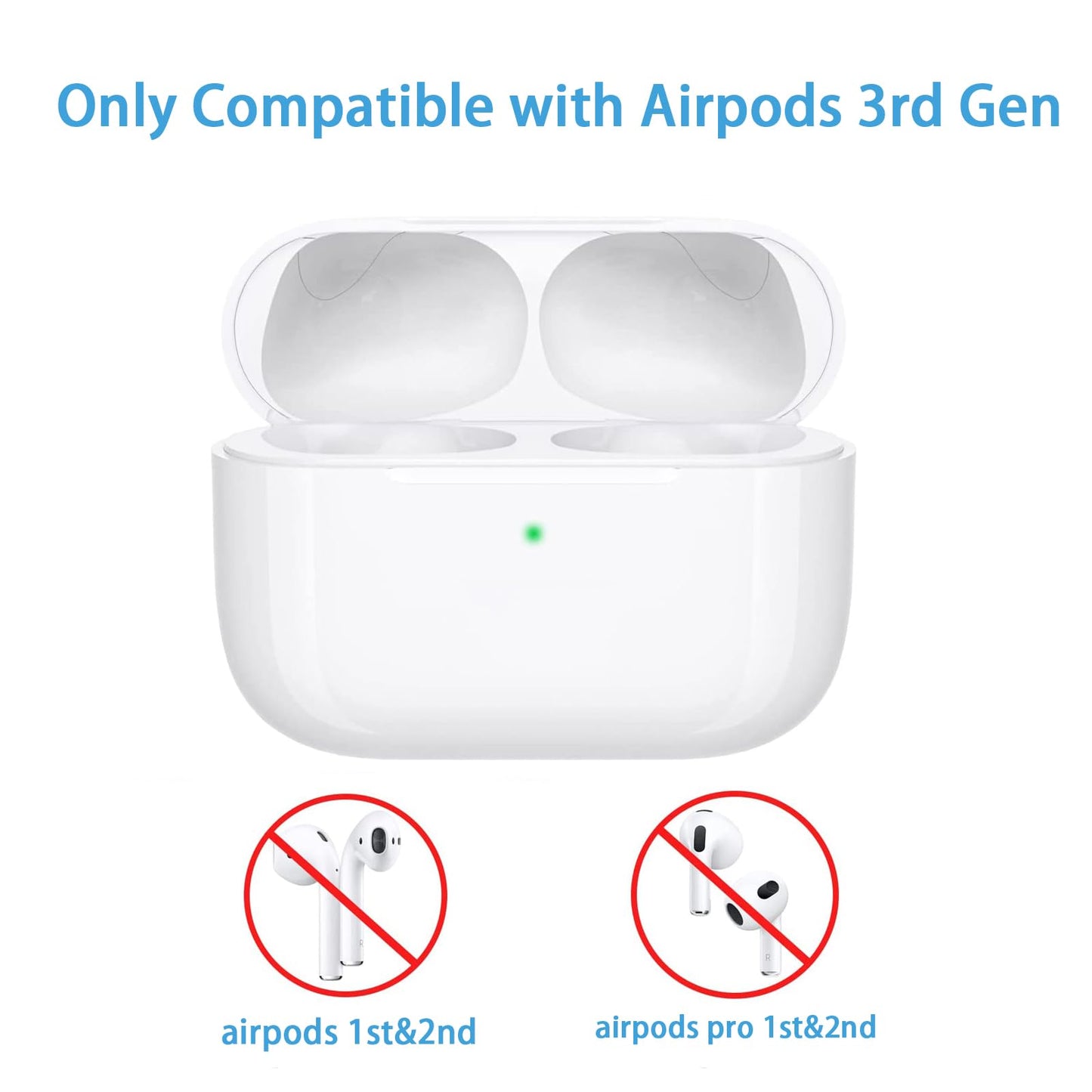 Airpods 3 rd gen Charging Case Only, Compatible for Airpod 3rd Generation, Replacement Wireless Charger Case with Bluetooth Pairing Sync Button, No Earbuds Include